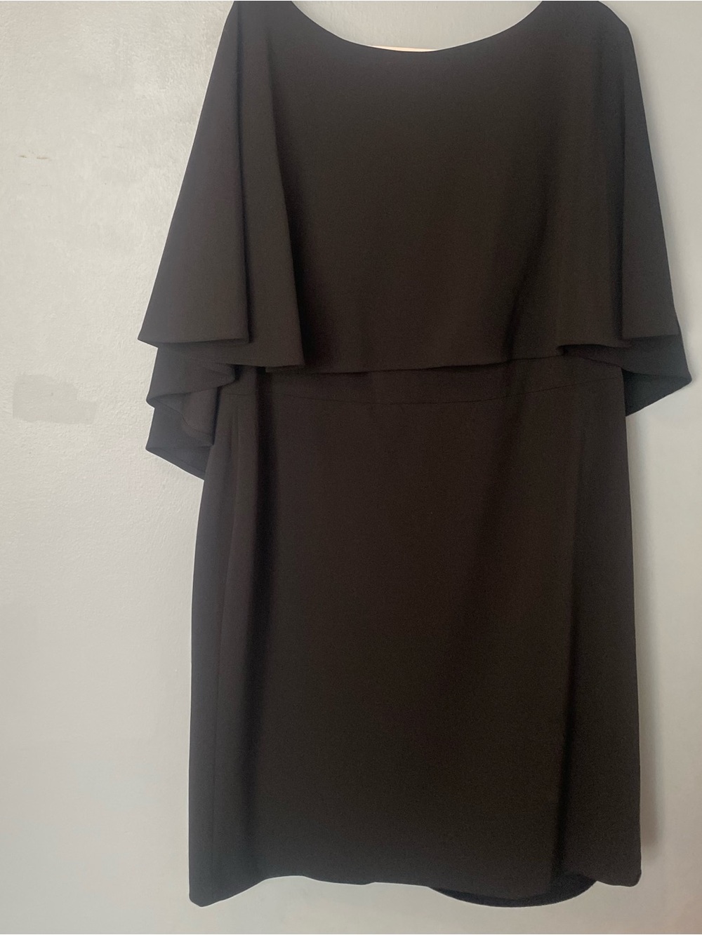 Calvin Klein Black Midi Dress with Cape Overlay SZ 16